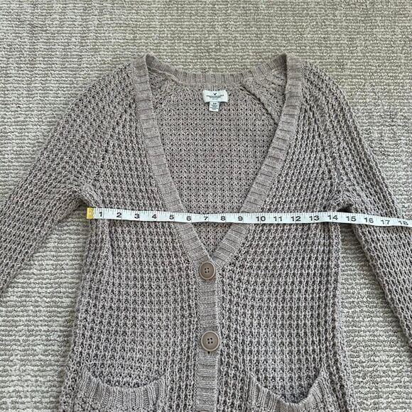 American eagle Y2K fitted v neck button up 2000s Elena Gilbert henley sweater - Picture 5 of 8